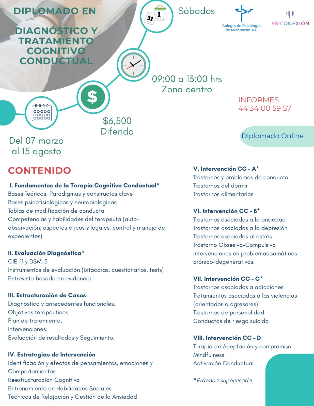 Diplomado en diagnóstico y tratamiento cognitivo conductual